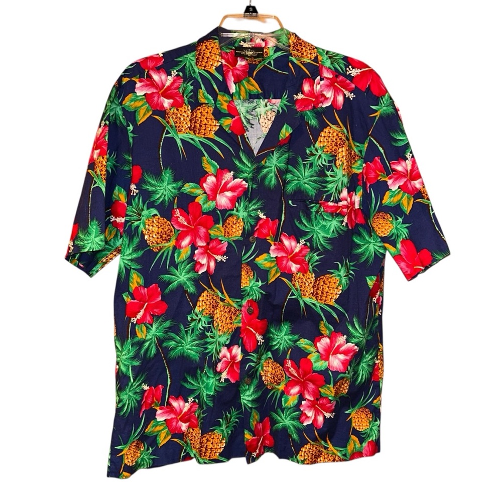 Royal Creations Vintage Mens Hawaiian Shirt Cotton Pineapple Hibiscus Floral XL
